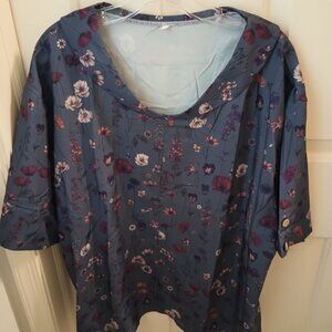 Women's 3X floral top - elbow length sleeves